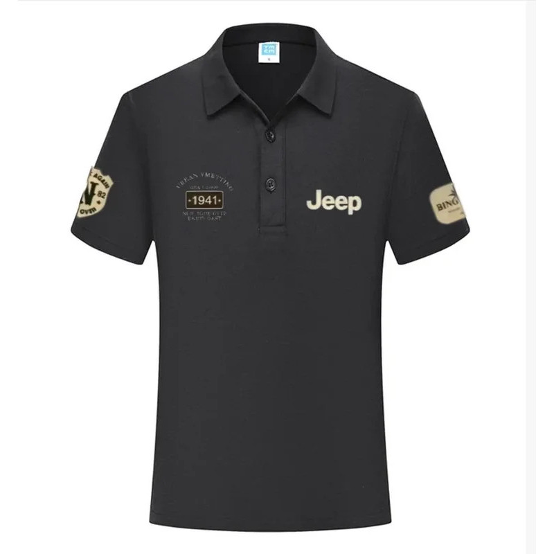 เสื้อโปโลคอปก 100% ผ้าฝ้าย ลาย Jeep วินเทจแฟชัน สำหรับทุกเพศ สวมใส่สบาย เหมาะออกไปเที่ยว S-3XL