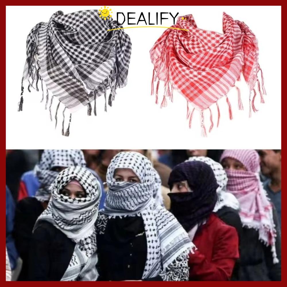 CODDEALIFY อาหรับ Shemagh Headscarf, เครื่องแต่งกายผ้าพันคอคอหัวใหญ่, พร้อมพู่ผ้าพันคอ Keffiyeh สําหรับผู้ชายผู้หญิง