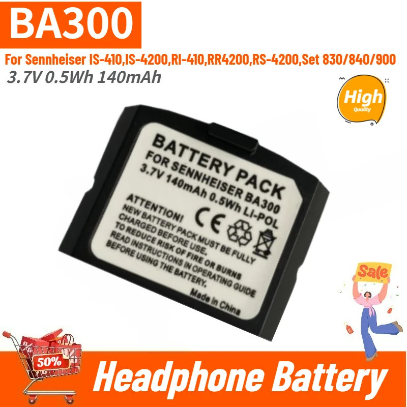 BA300 แบตเตอรี่คุณภาพสูง 3.7V 0.5Wh 140mAh สําหรับ Sennheiser IS-410,IS-4200,RI-410,RR4200,RS-4200,ช