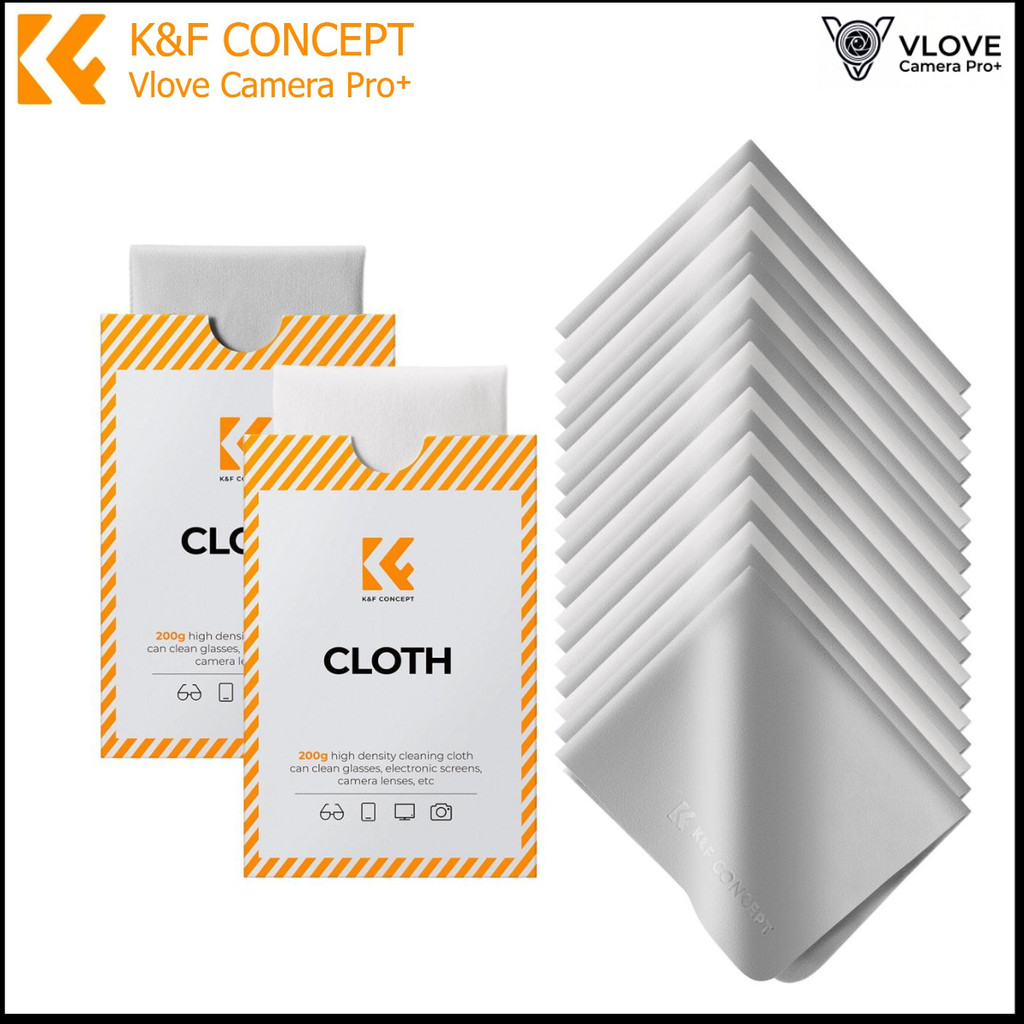 K&F Concept ผ้าทําความสะอาดไมโครไฟเบอร์ระดับพรีเมียม 6x7" สําหรับเลนส์ แว่นตา หน้าจอ กล้อง...