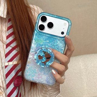 ปิดทองครึ่งห่อ IMD บล็อกสี Ocean สไตล์เคสโทรศัพท์พร้อมขาตั้งกันกระแทกฝาครอบป้องกันสําหรับ iPhone 15 16 17 Pro Max