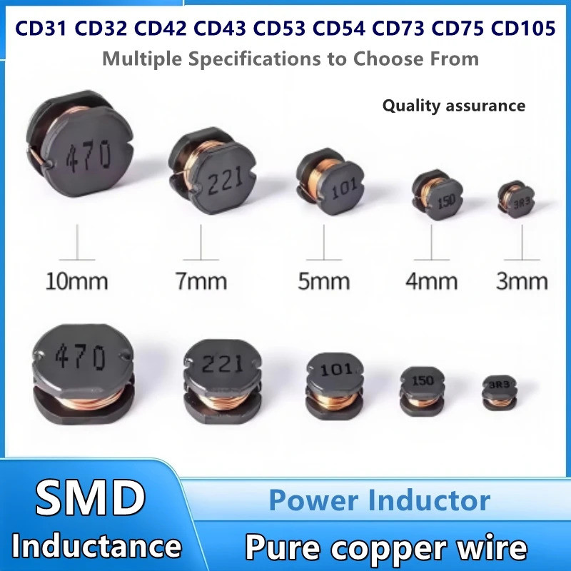 10pcs SMD Power Inductor CD32 CD43 CD54 CD75 CD105 2.2uH 3.3uH 4.7uH 6.8uH 10uH 100uH 150UH 220UH 33