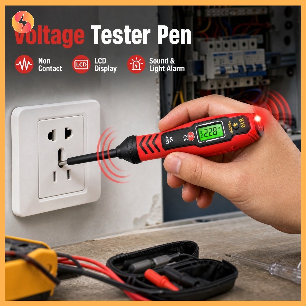 ปากกาทดสอบแรงดันไฟฟ้าแบบไม่สัมผัสจอแสดงผลดิจิตอลเครื่องตรวจจับ Electrprobe AC Live Wire Tester Home Repair เครื่องมือ