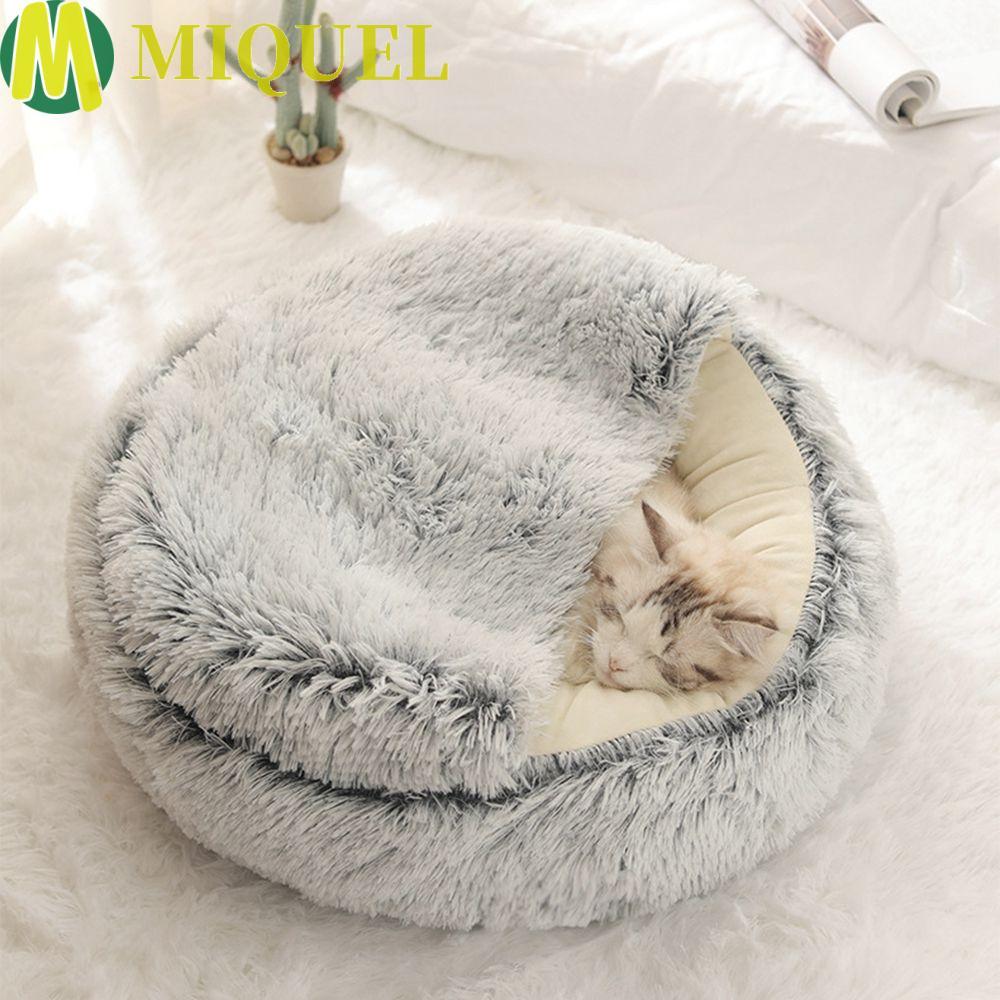 MIQUEL ที่นอนแมวสําหรับลูกแมวลูกสุนัขยาวตุ๊กตาสัตว์เลี้ยงนุ่มอุปกรณ์ฤดูหนาวตะกร้าเสื่อสุนัขในร่มเตีย