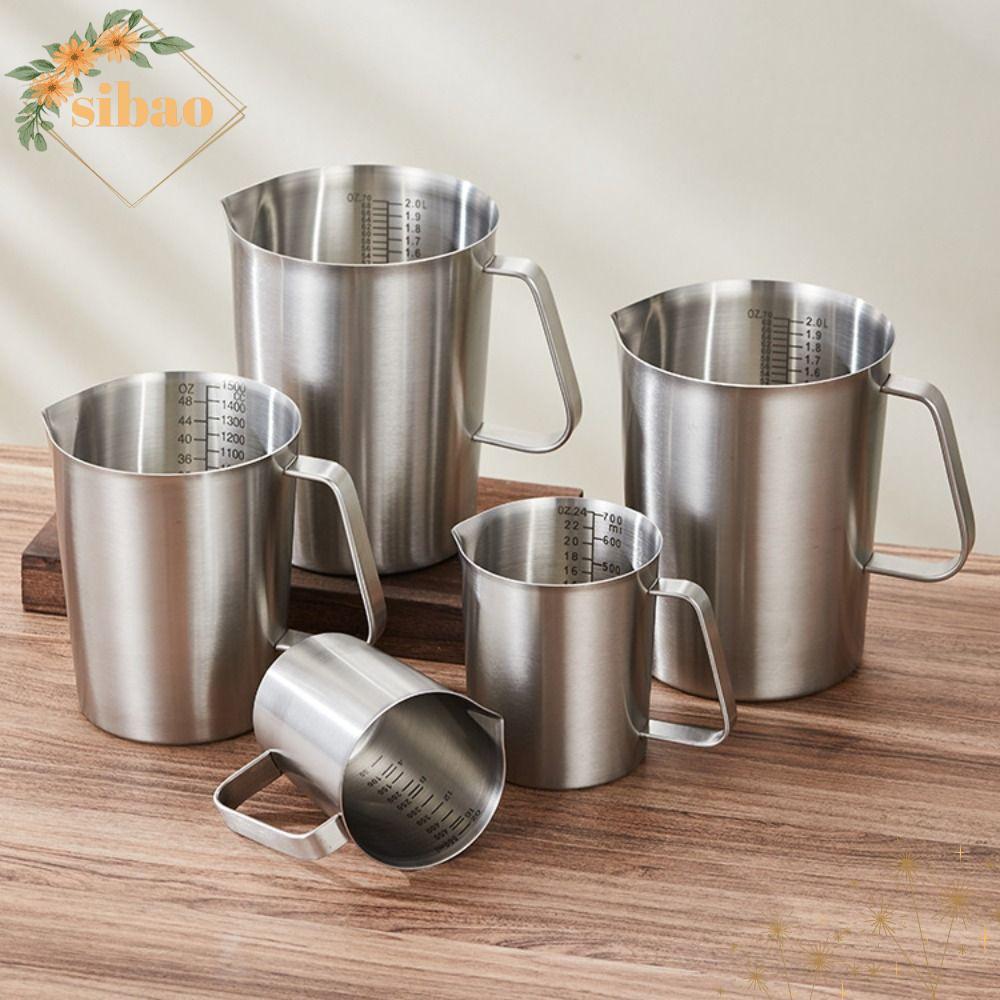 ถ้วยตวง SIBAO, 304 สแตนเลสหนาห้องปฏิบัติการบีกเกอร์,การออกแบบขนาดด้านในพร้อมฝาปิดขนาดใหญ่ความจุ Liqu