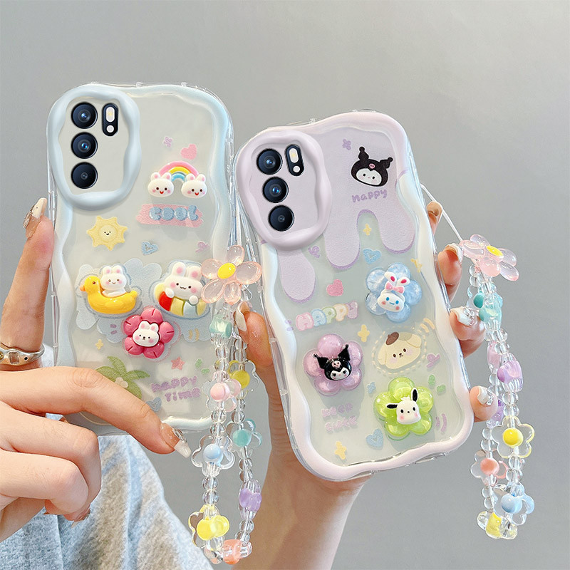 เคส For Oppo Reno6 5G / Reno6Z 5G TPU เคส BBNYGZ สไตล์ครีม 3D ตุ๊กตากรณีโทรศัพท์ใสที่มีหลายรูปแบบ.