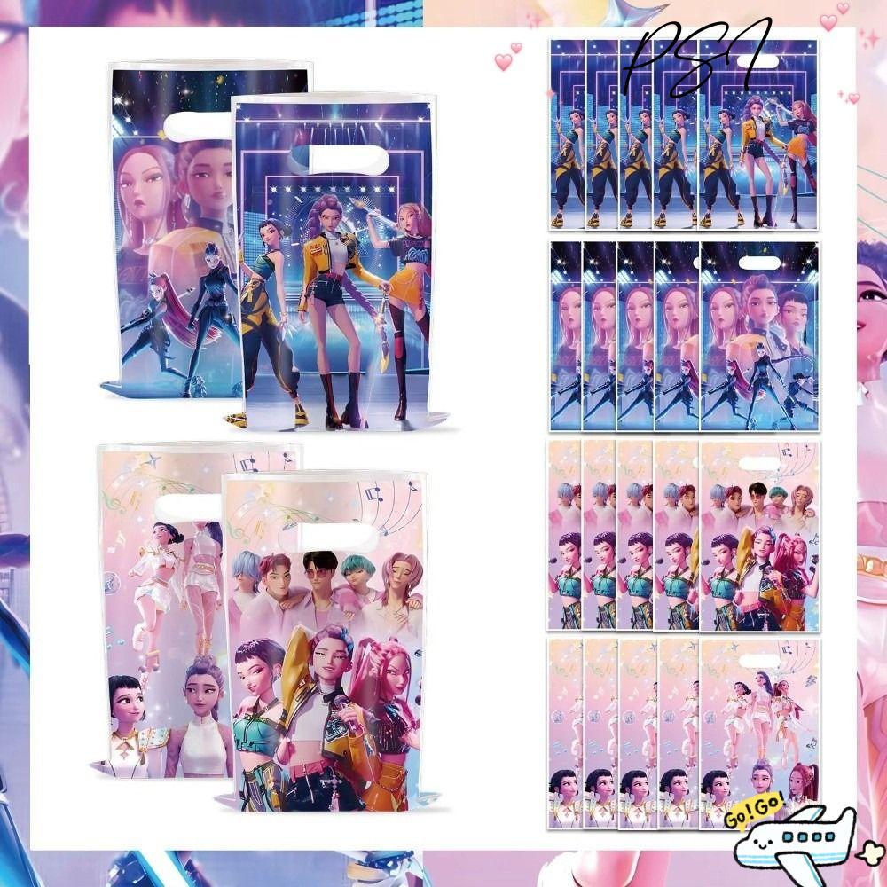 PSI 10PCS กระเป๋าถือการ์ตูน, Rumi Mira Zoe PE พลาสติก Kpop Demon Hunters Candy ของขวัญกระเป๋า,วันเกิ