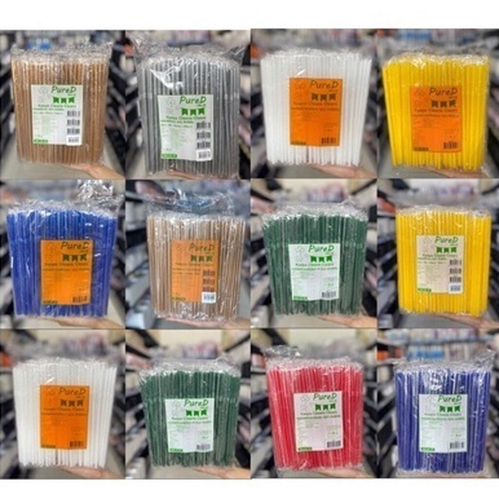 หลอดหักงอห่อฟิล์ม(ตราเพียวดี)ขนาด6มม,ขนาด8มม จำนวน200เส้น