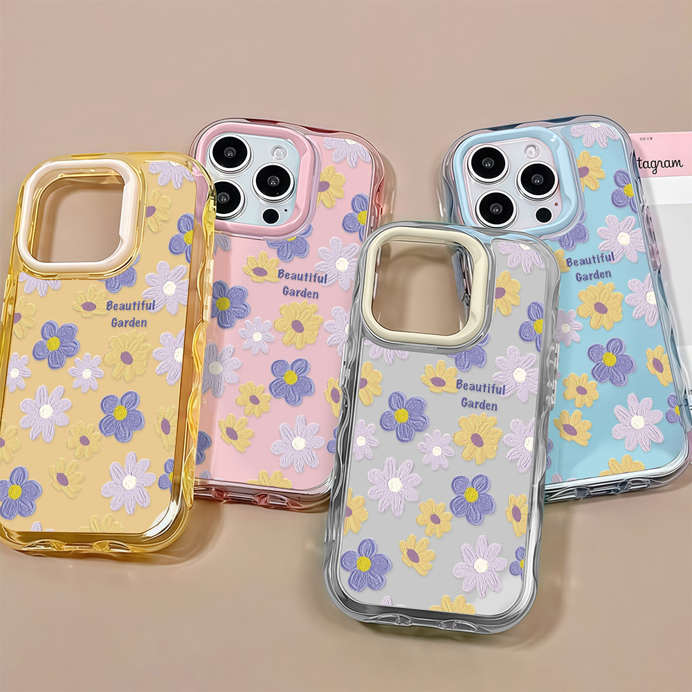 COD-ในไทย💥 เคสโทรศัพท์12 ดอกใม้ลายม่วง เคสใสอะคริลิค ระลอกเยลลี่ For IPhone17 16E 14 15 PLUS 11 12Pro 13 ProMAX เคสแข็ง