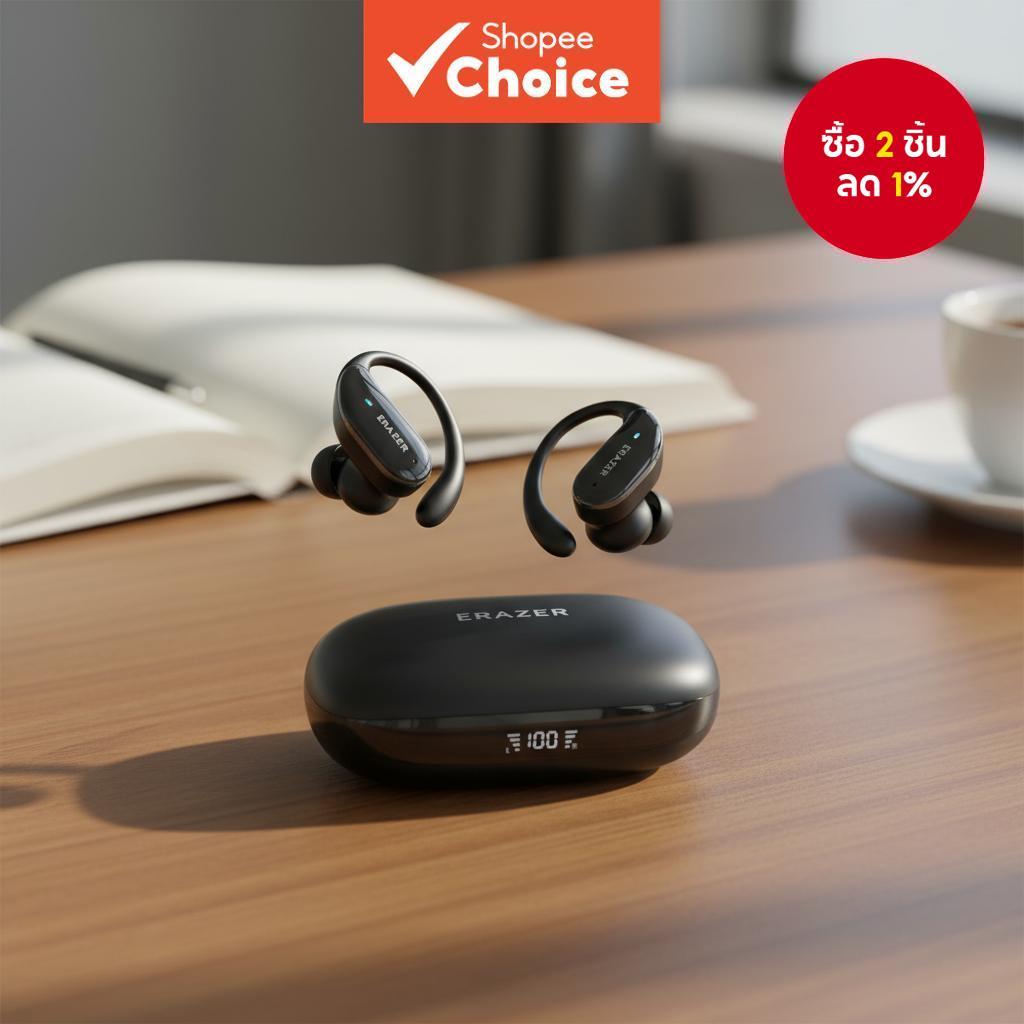 หูฟังเอียร์บัดแปลภาษา ERAZER XT80 PRO AI บลูทูธไร้สาย กันน้ํา 135 ภาษา ตัดเสียงรบกวน ANC หน้าจอ LED