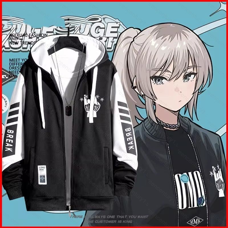 แจ็กเก็ตโค้ทฮุ๊ดดี้สไตล์อะนิเมะ Akaza Hakuji กันหนาว.Zip Up Unisex