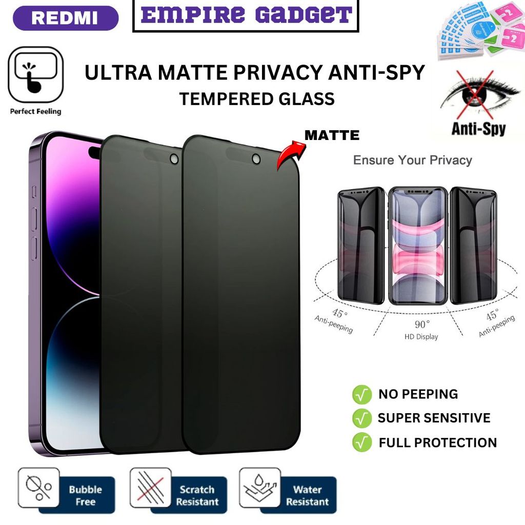 อัลตร้า 28° Matte Privacy Redmi Note 17ProMax,17,15Pro,14,16Pro,12,9S,15C,15,14C,A5,A7Pro ป้องกันหน้