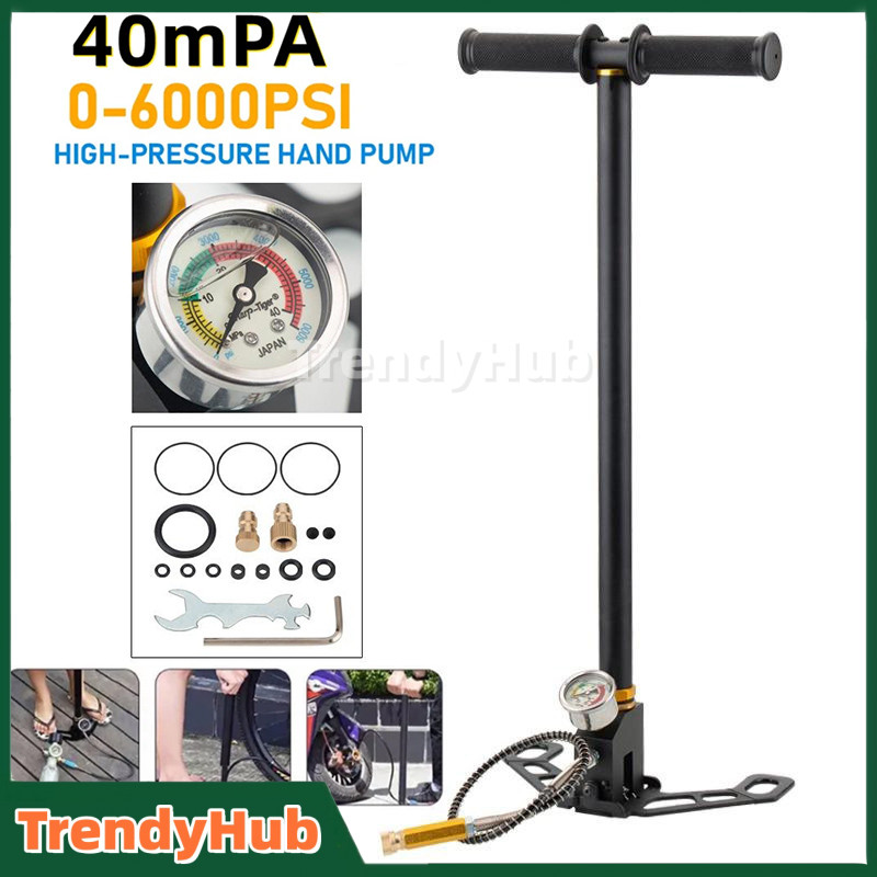High Pressure Hand Pump สูบลมแรงดันสูง สูบแรงดันสูงpcp 40mpa 6000psi แรงดันสูง PCP 3 Stage ปั๊มมือสำหรับพีซีพีอากาศ