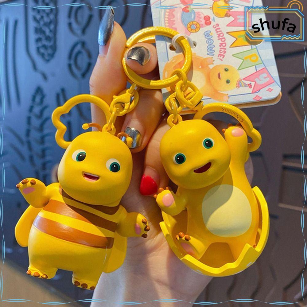 SHUFA พวงกุญแจตุ๊กตาสัตว์,การ์ตูนน่ารัก Nailong พวงกุญแจตุ๊กตา, Kawaii Little Milk Dragon PVC จี้ห้อ