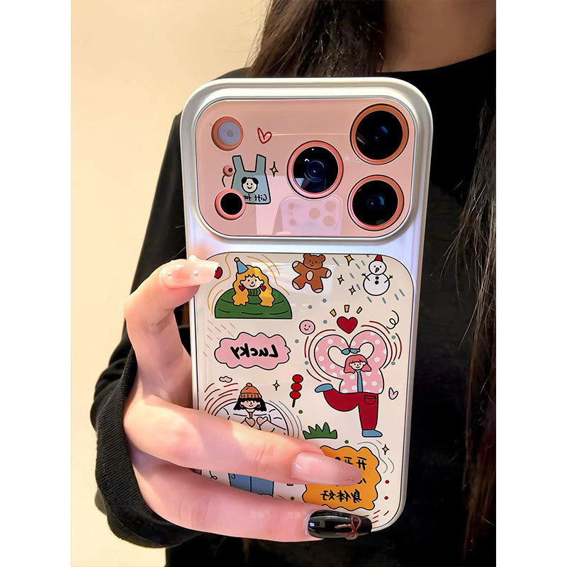DSC517 สําหรับ iphone กันกระแทกเกาหลีน่ารักเคสโทรศัพท์ 17PRO 18 17 16 ProMax/15 Pro max 16plus 14 13pro max 16pro 12 11 ins ครอบคลุมเต็มรูปแบบผู้หญิงการ์ตูน Lanyard เคสกันกระแทก