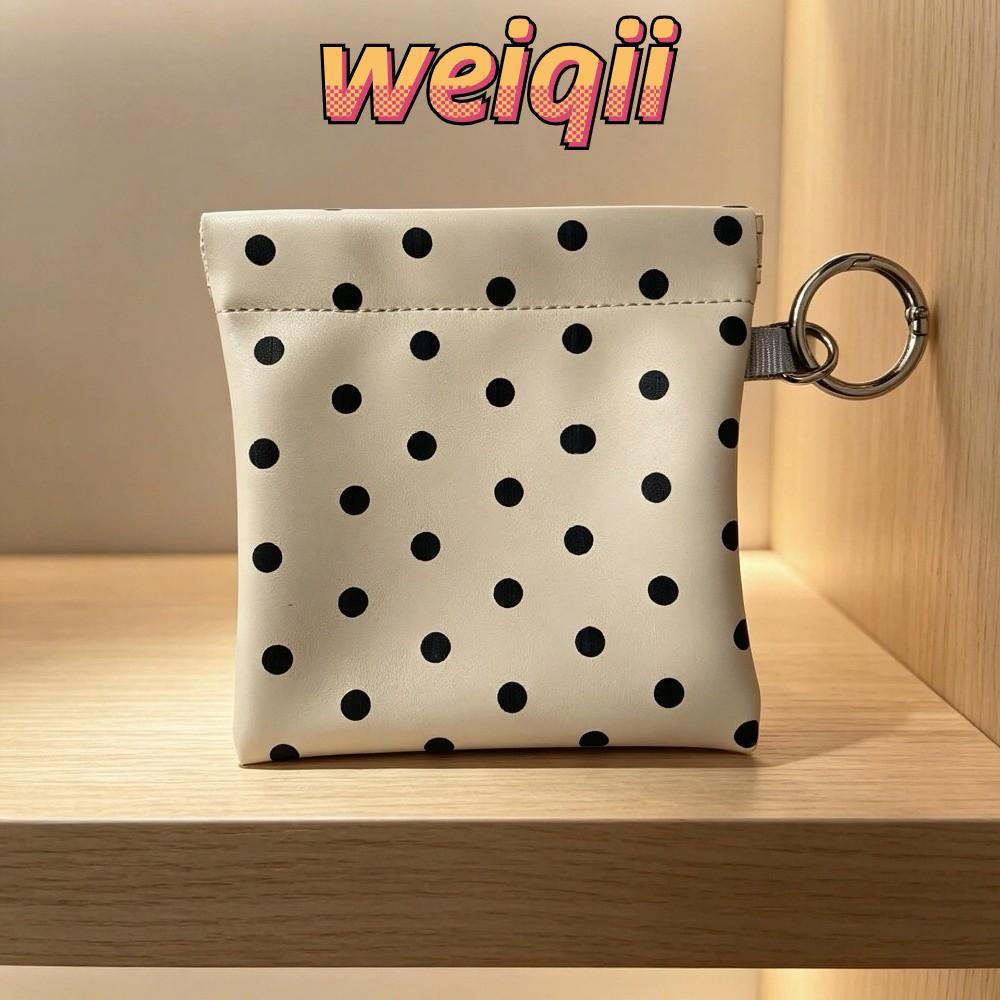 WEIQII Shrrapnel Storage Bag, PU Coin Purse Lipstick Pouch, กระเป๋าเก็บลายจุดแบบพกพา
