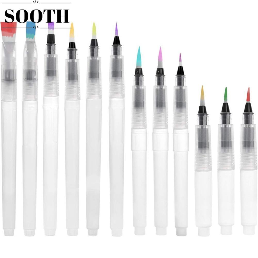 ปากกาสีน้ํา ชุดแปรงพลาสติกหัวแบน สีละลายน้ํา สําหรับผู้เริ่มต้น