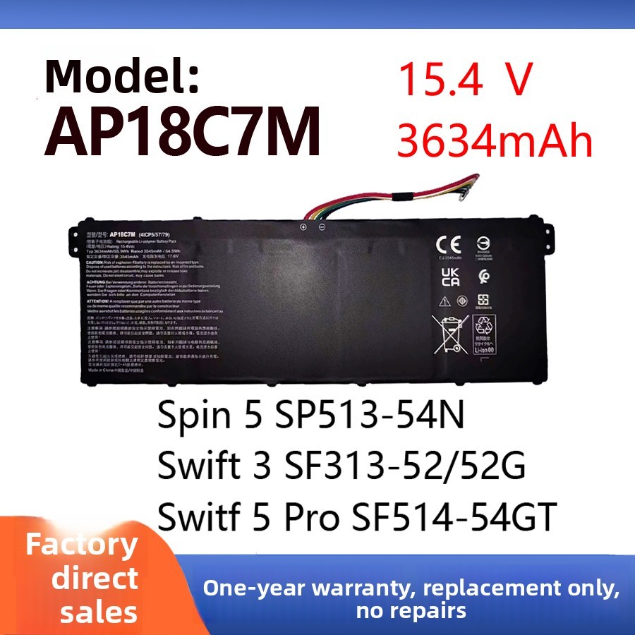 Applicable to Acer N19H3 N19H5 N19W3 N20C12 SF514-54G/54T AP18C7M battery