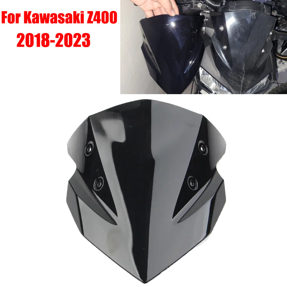 รถจักรยานยนต์กระจกกระจก Deflector Double Bubble หน้าจอสําหรับ Kawasaki Z400 Z 400 2018 2019 2020 202