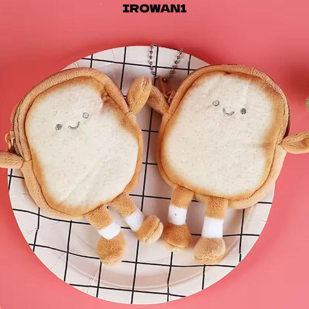 ไอโรวัน1 ขนมปังปิ้งกระเป๋าใส่เหรียญ,กระเป๋าหูฟังการ์ตูนแบบพกพา,น่ารักน้ําหนักเบาขนมปังเหรียญกระเป๋ากุญแจสาว