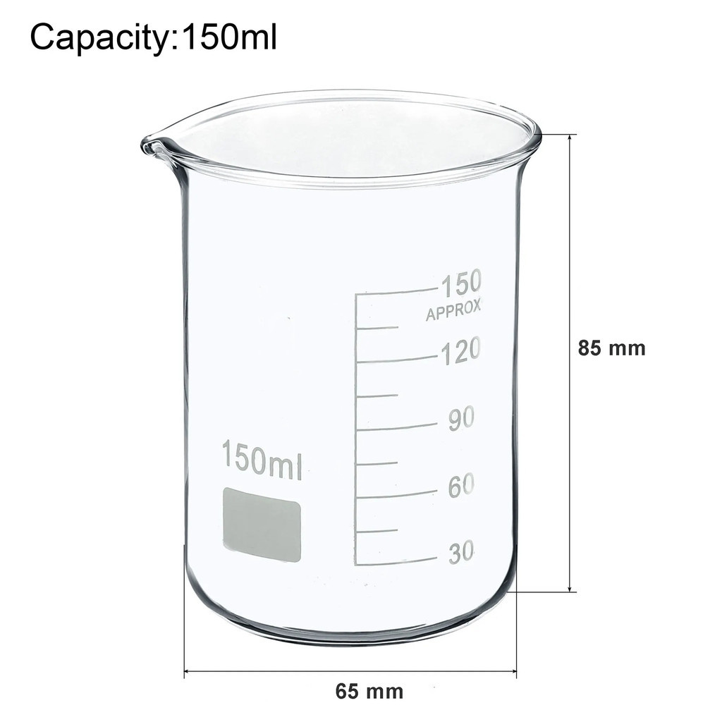 ถ้วยตวงแก้ว Borosilicate ทนความร้อน Kitchen Lab สารเคมี 150ml - 66HW01TP