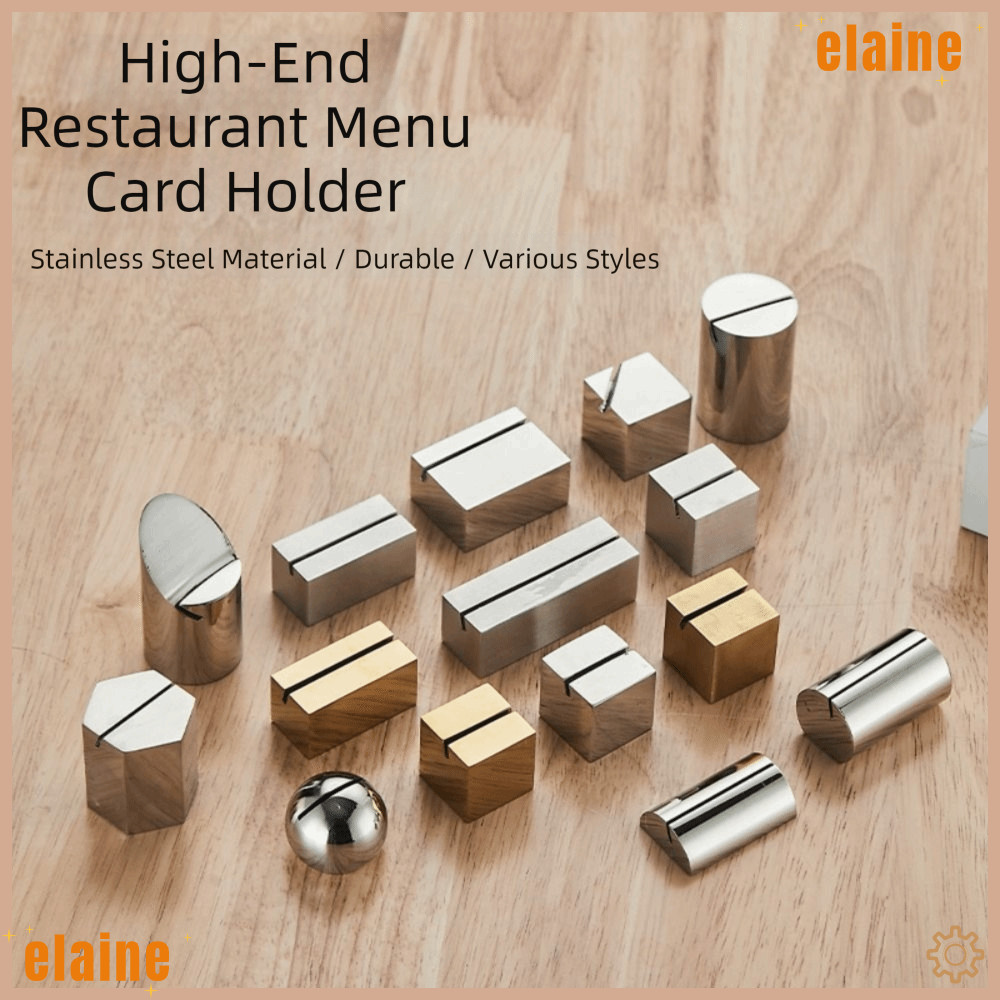 ELAINE ซองใส่บัตรตั้งโต๊ะ, สแตนเลส Stable Photo Picture Holder Clip, Portable Solid Geometric Shape 