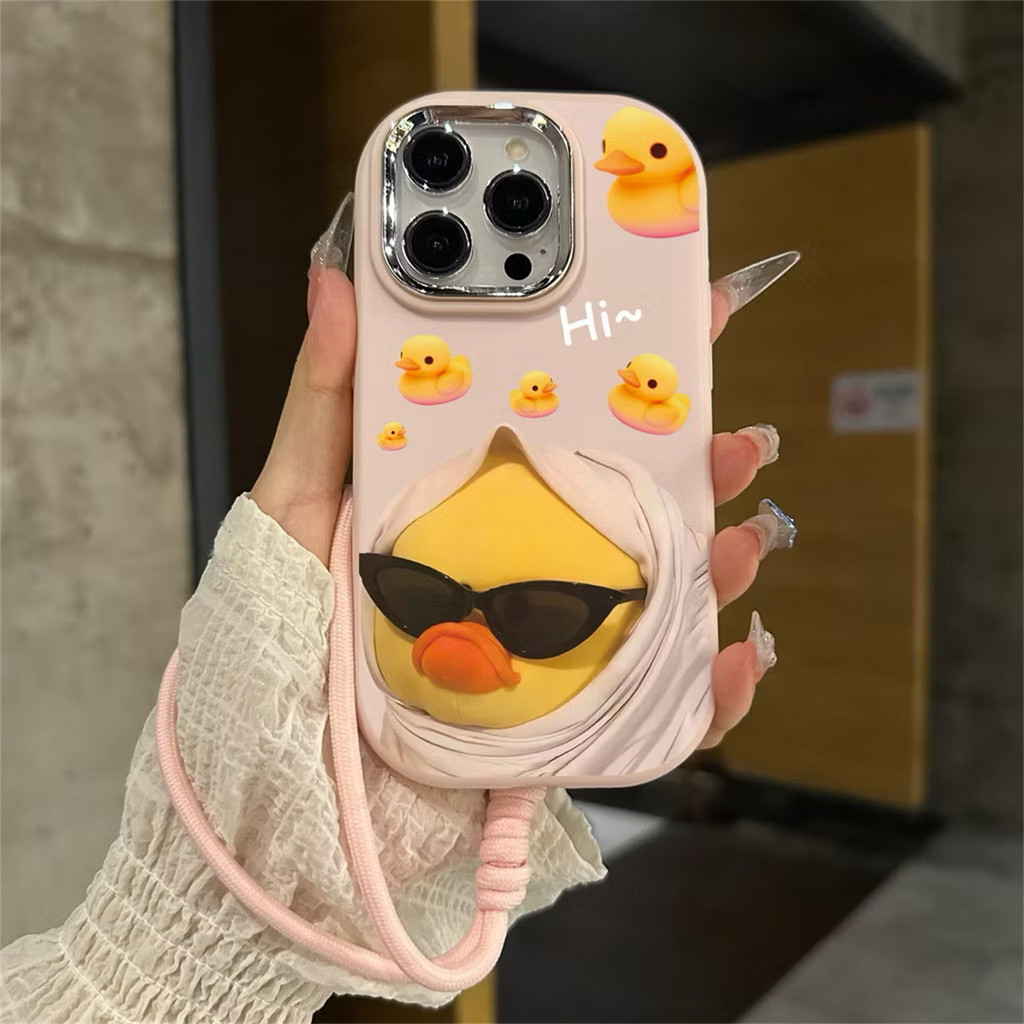 เคสโทรศัพท์พร้อมเชือกคล้อง เคส OPPO A5 A9 A31 2020 A77S A12 A38 A92 A16 A18 A60 เป็ดสร้างสรรค์ เส้นด
