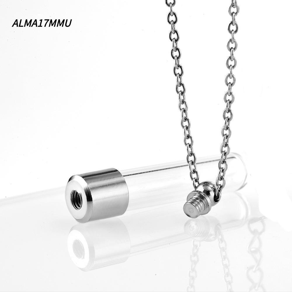 ALMA17MMU Wishing Bottle, แก้วใสผู้ถือ Ashes ขวดแก้วสร้อยคอ, Fillable DIY Keepsake น้ําหอม Vial จี้