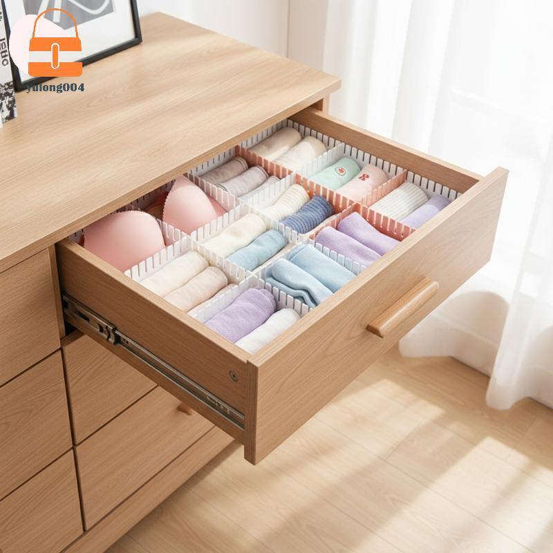 [PE] 4 ชิ้นปรับ Divider Boardbination ตู้เก็บของในครัวเรือนชุดสําหรับตู้เสื้อผ้าลิ้นชัก DIY Partition TH