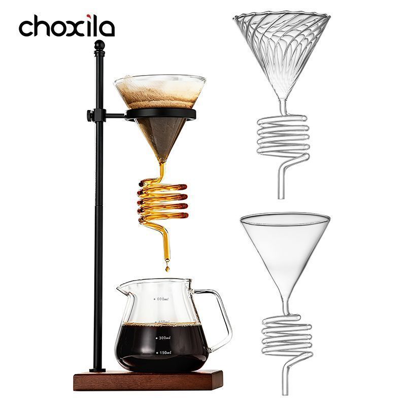 [เครื่องใช้ไฟฟ้ากาแฟ] choxila Hand Brew Coffee Filter Cup Coil Tube Coffee Filter Glass Funnel Household Spiral Cooling Drip Filter