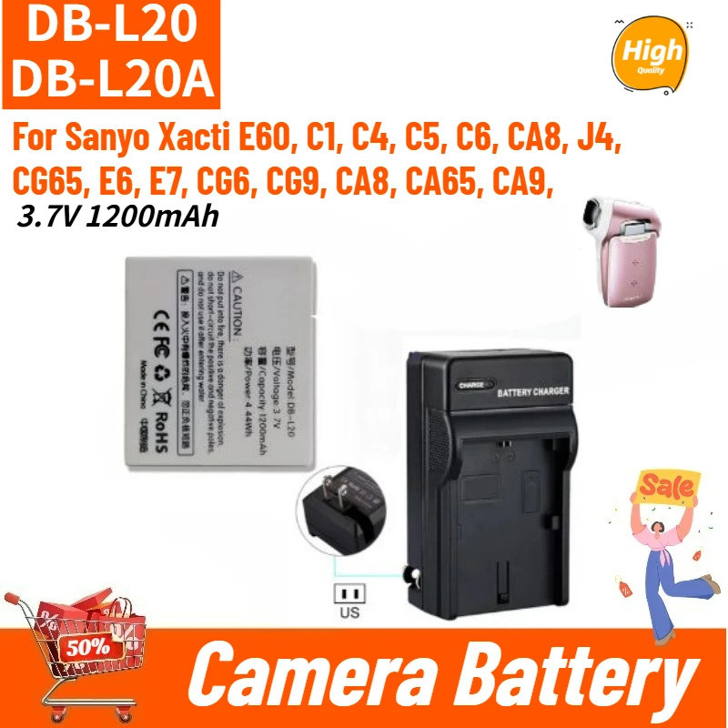 DB-L20 DB-L20A คุณภาพสูงแบตเตอรี่กล้อง 3.7V 1200mAh สําหรับ Sanyo Xacti C1 C4 C5 C6 CA8 CA65 CA9 E6 