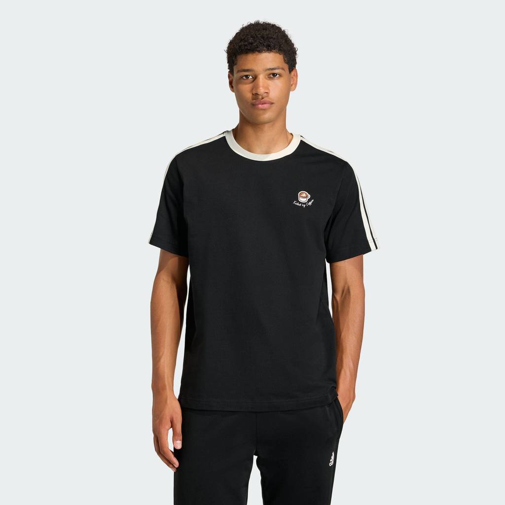 adidas ไลฟ์สไตล์ เสื้อยืดพิมพ์ลาย LUX COFFEE CAFE CUP ผู้ชาย สีดำ KG5413