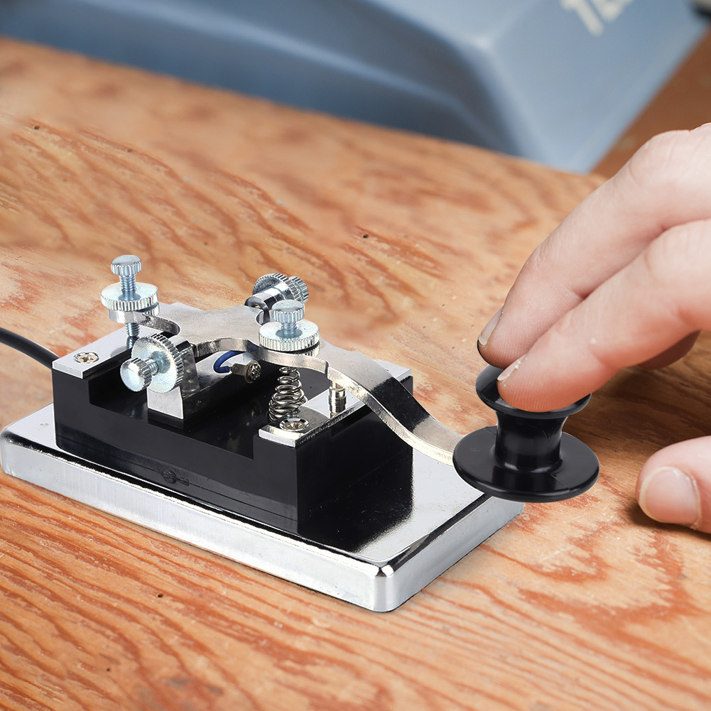HY-K4 สแตนเลส Morse Key Shortwave วิทยุการสื่อสารช่วยสอน