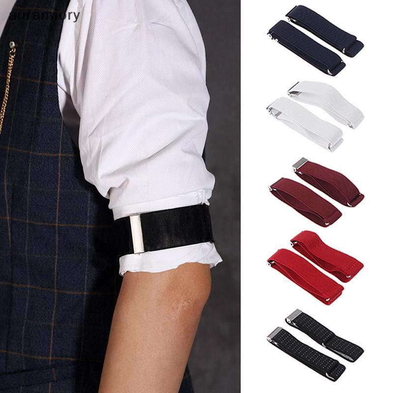 Auramiory] ปรับยืดหยุ่นไม่ลื่นเสื้อเข็มขัดกระดุมข้อมือแขนผู้ถือแขน Garter Band ใหม่