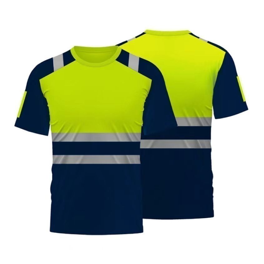 เสื้อยืดความปลอดภัยสะท้อนแสง Unisex พิมพ์ 3D พลัสไซส์ Quick-Drying Breathable Workwear แขนสั้น