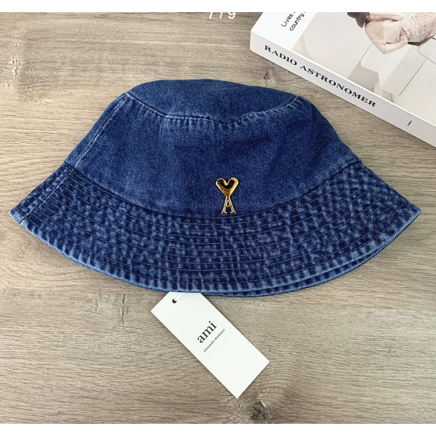 ผู้ชายผู้หญิง All-Match แฟชั่นหล่อ #One Size Love Bucket Hat ผ้าซักผ้าผ้ายีนส์ หมวกกันแดด