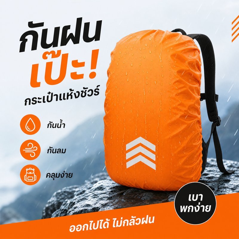INNICE 20/35L กระเป๋าเป้สะพายหลังผ้าคลุมกันฝนกันฝุ่นตั้งแคมป์เดินป่าผ้ากันน้ําสะท้อนแสง