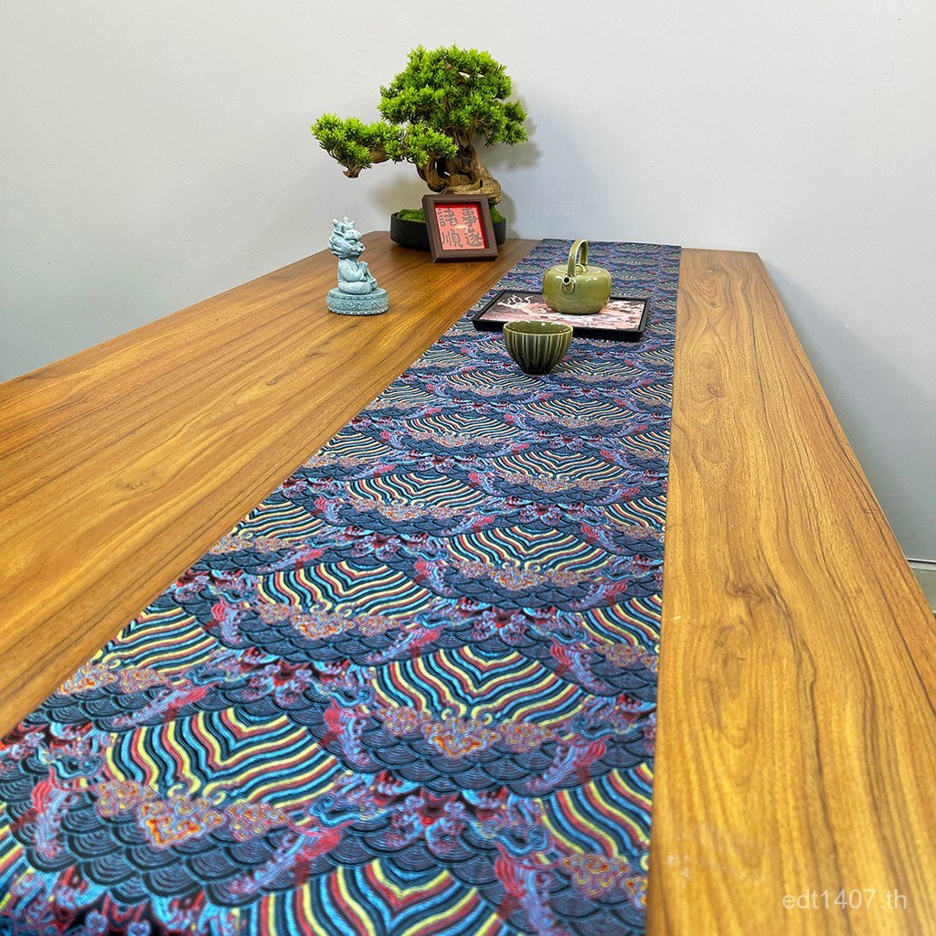 ผ้าปูโต๊ะ ใหม่สไตล์จีนดอกไม้ผ้าไหม Cloud Brocade สองด้านโต๊ะน้ําชา Cloud สไตล์จีน Zen โต๊ะน้ําชาผ้าต