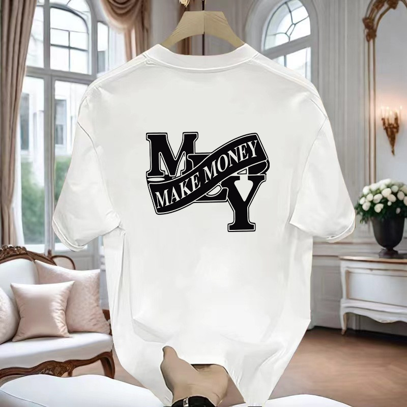 20262025เสื้อยืดแขนสั้นสไตล์ใหม่ผู้ชาย ins Street Wear ยุโรปอเมริกันสไตล์ฮิปฮอปรอบคอ Bottoming เสื้อ