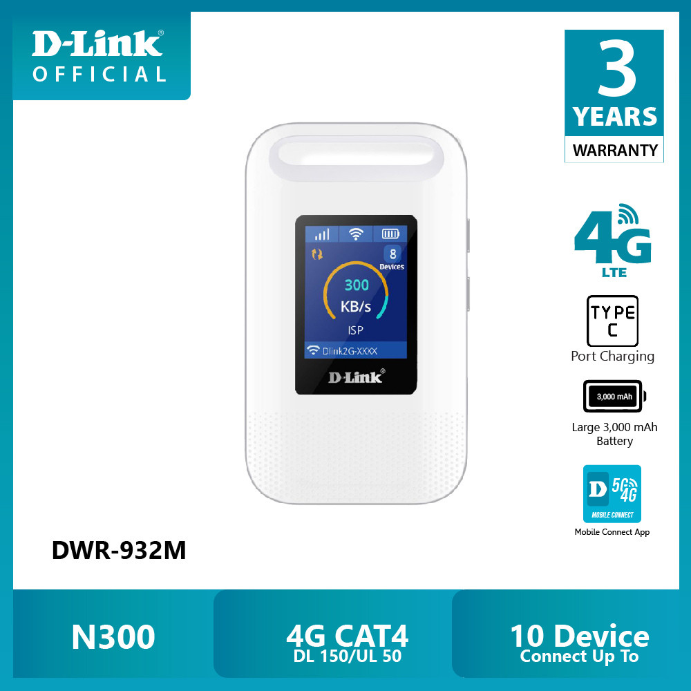 D-Link DWR-932M LTE Mobile Router 4G N300 3,000mAh CAT4