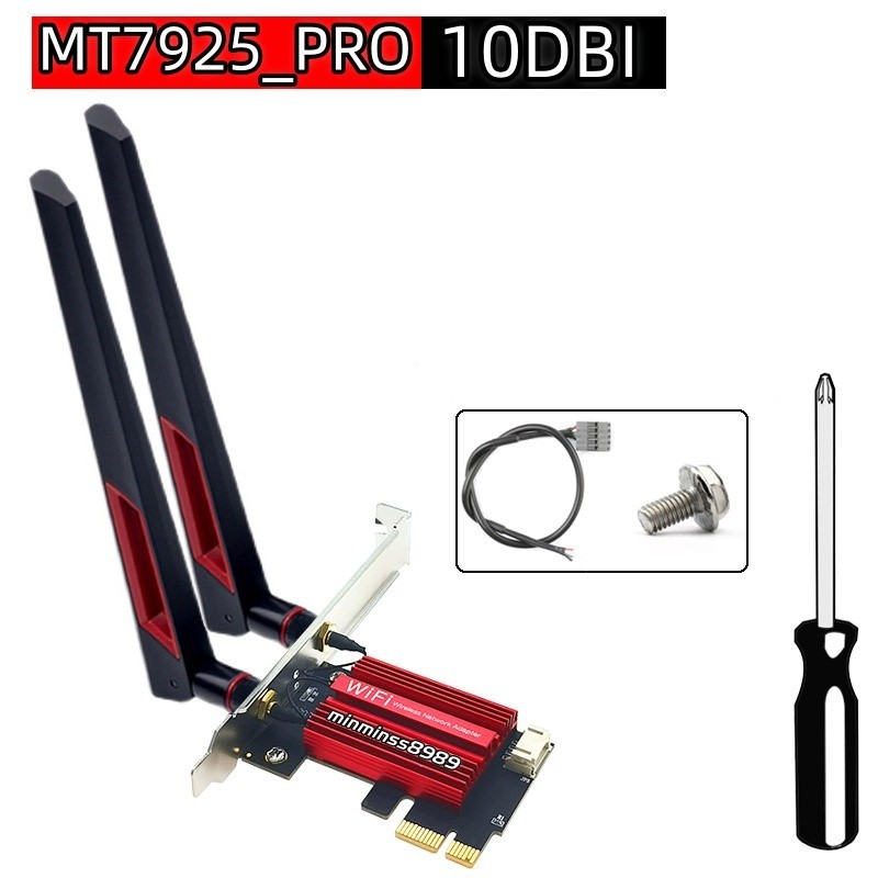 การ์ดMT7925 เสาอากาศ 8DBI/10DBI WiFi 7 PCIE  CPU AMD/INTEL  802.11BE 2.4/5/6GHz Bluetooth5.3