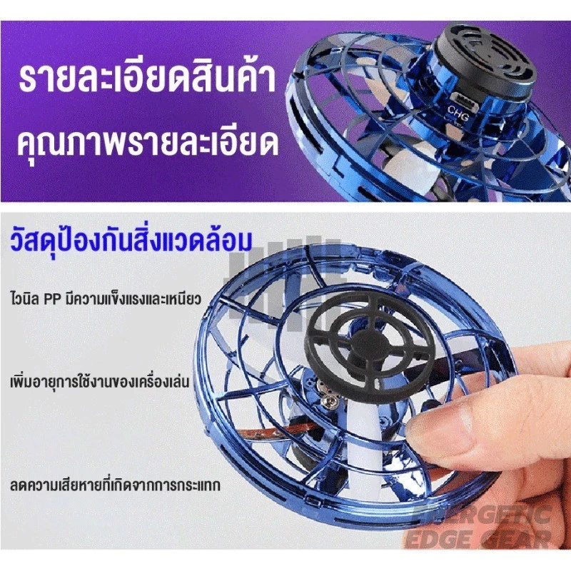 ยูเอฟโอลูกบินหมุนนิ้ว UFO ของเล่นเด็ก LED Fidget Spinner แฮนด์สปินเนอร์ โยนออกแล้วบินกลับได้ สปินเนอร์บิน มีไฟ thumbnail 10