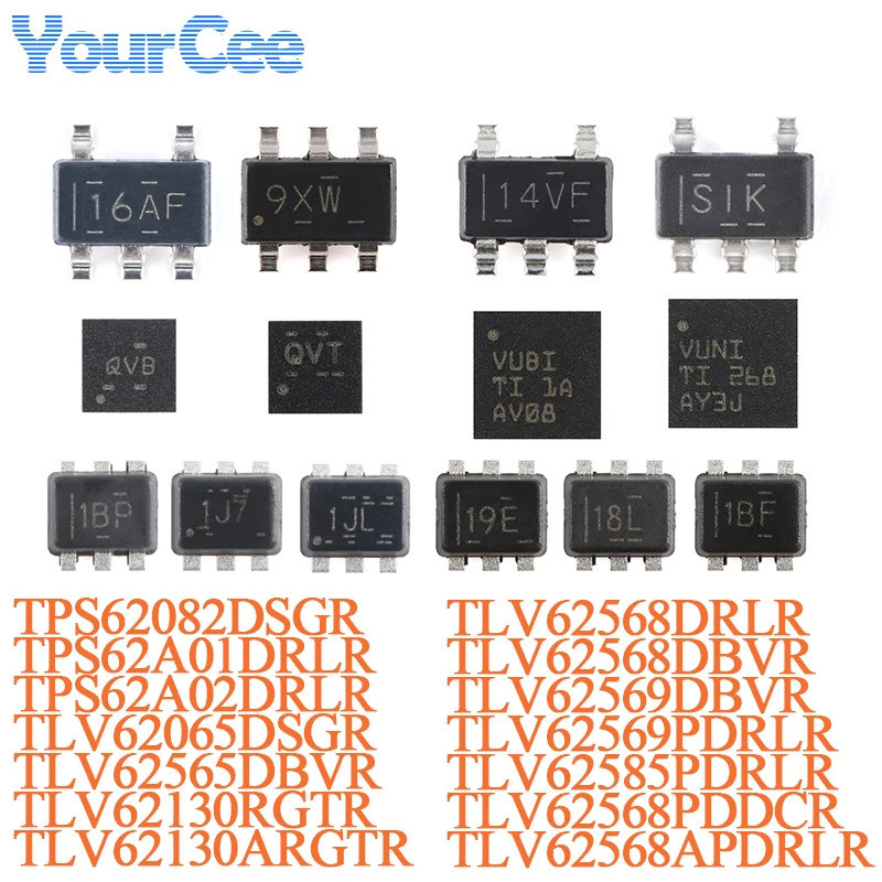 20PCS TLV62568DBVR SOT-23-5 14VF TLV62568 ประสิทธิภาพสูง Buck Converter ชิป IC TLV62065DSGR TLV62130ARGTR TLV62130RGTR TLV6256
