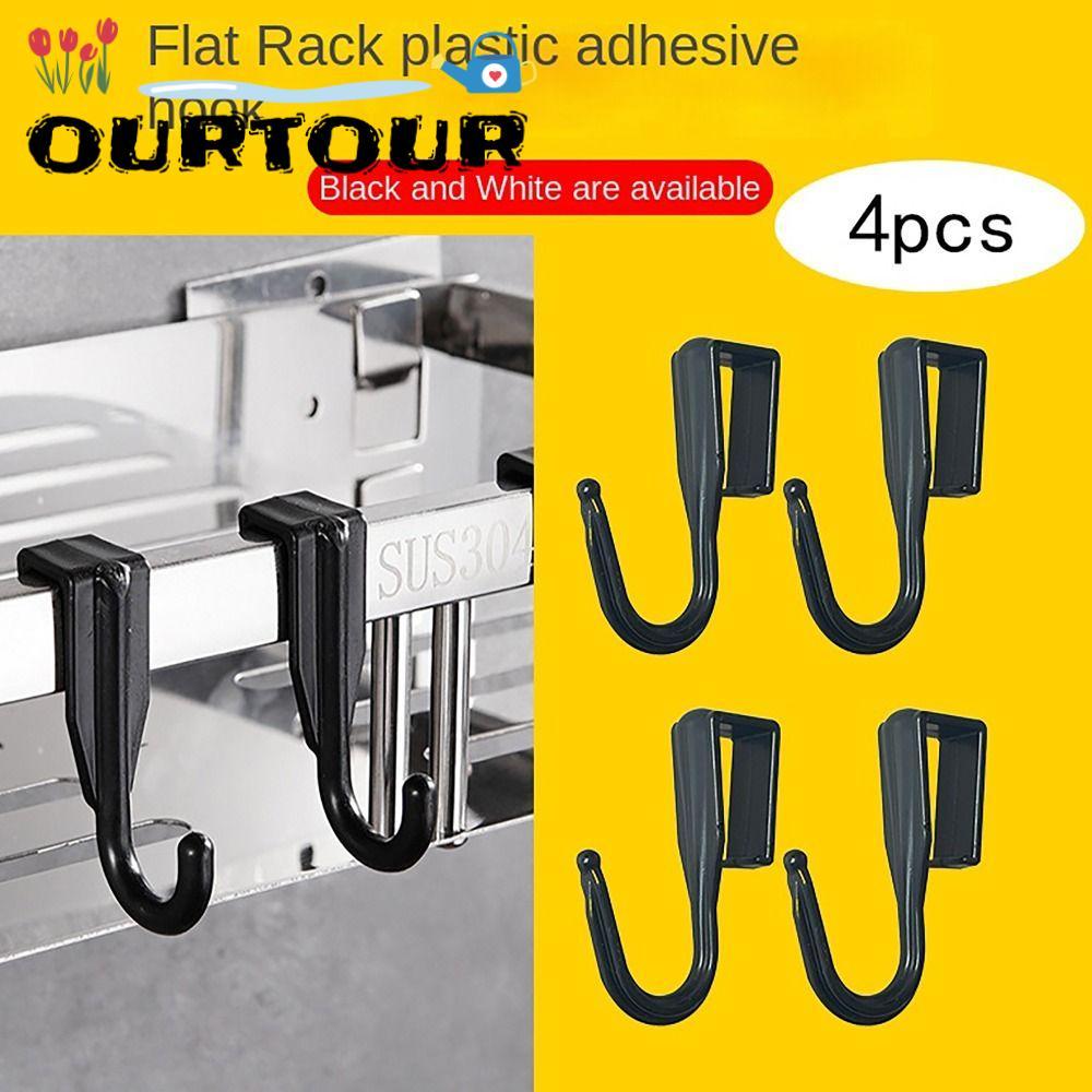 URTOUR 4 ชิ้นหลอดสี่เหลี่ยม Claspsps ตะขอ, คลิปบน Multi-functional Coat Hook, ทนทาน Home Storage อุปกรณ์เสริมชั้นเก็บพลาสติก Home Kitchen