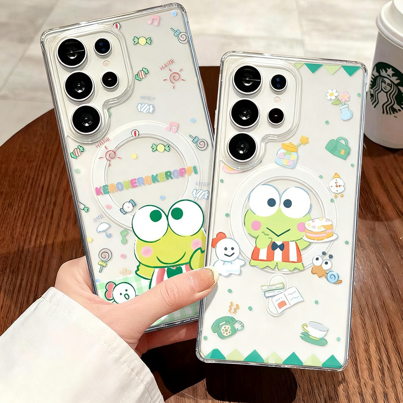 SAMSUNG น่ารัก Keroppi กบเคสโทรศัพท์แม่เหล็กสําหรับSamsung S26 Ultra S25/S25 Edge S24 Ultra S22 S23 Ultra FEโทรศัพท์ปกหลังสําหรับSamsung S25 Plus S24 Plus S22 S23 Plusกลับเชลล์