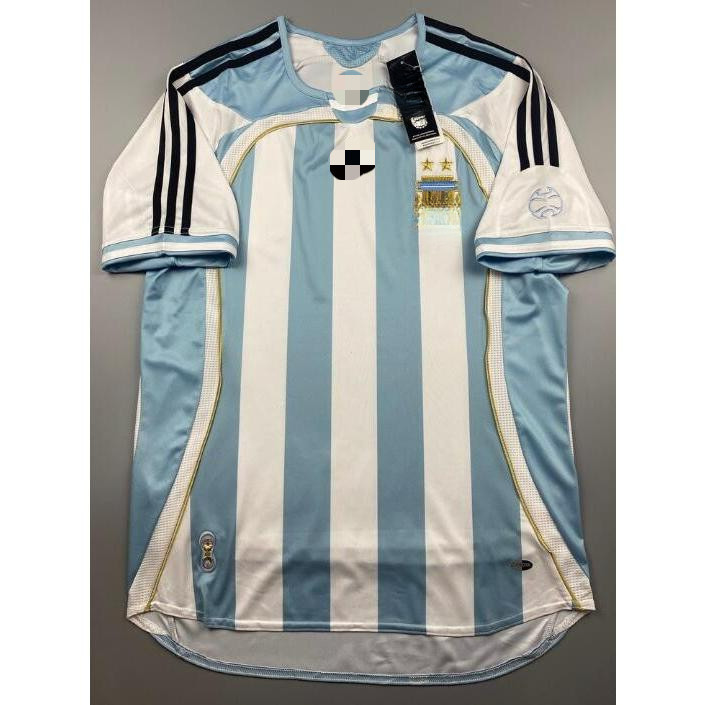 AAA [รูปแบบใหม่]2006 Argentina MESSI Home Retro Soccer Jersey เสื้อยืดที่กําหนดเองเสื้อฟุตบอล RIQUEL