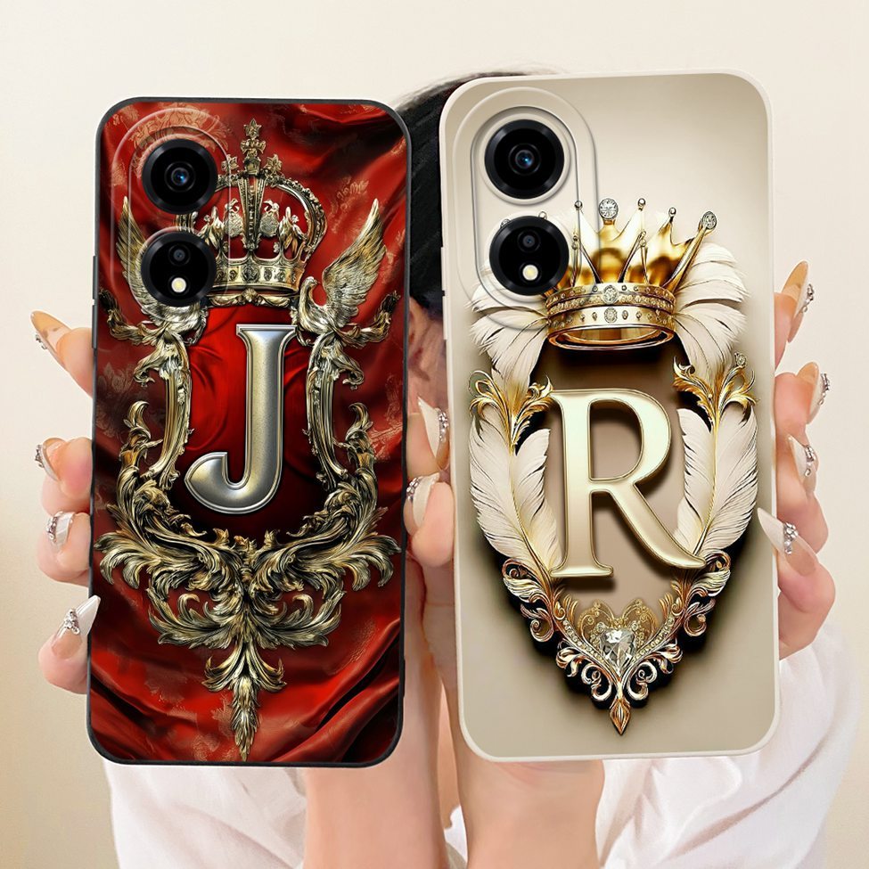 Honor X5 Plus Case Cover Luxury Crown AZ ตัวอักษร 2D ทาสีปลอกซิลิโคน WOD-LX1 WOD-LX2 WOD-LX3