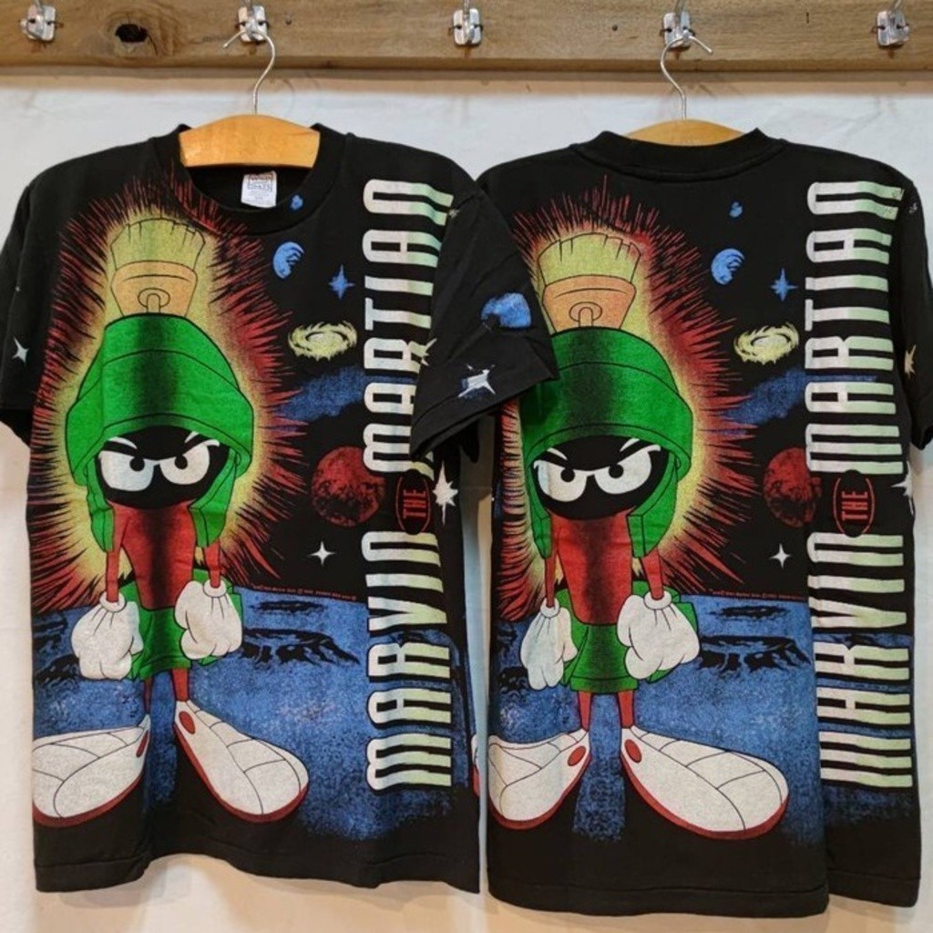 2025 fashion Vintage Marwin the Martian All Over Printspace Jam Cartoon Shirt