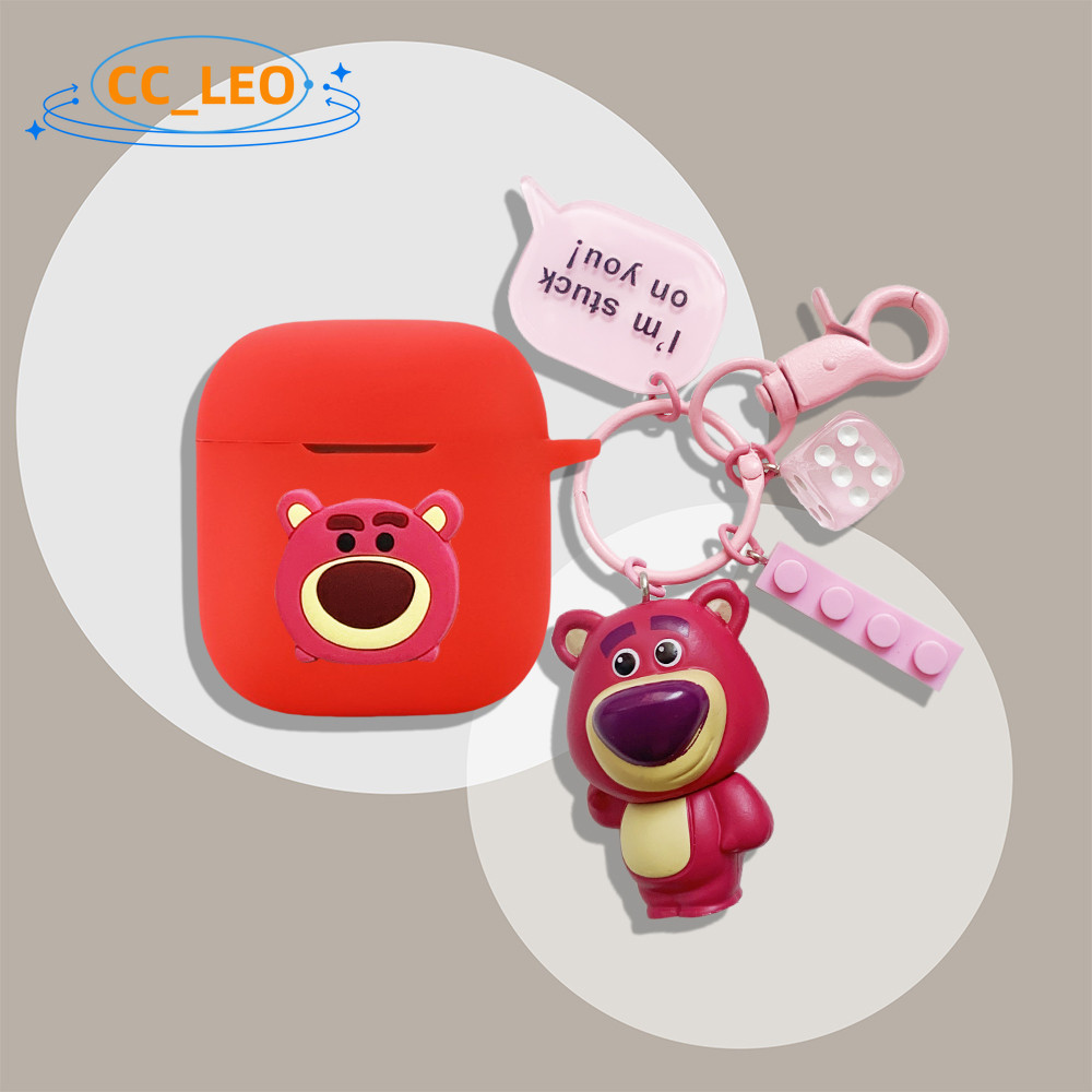 for Marshall Minor IV Case Silicone Soft Case Suitable for Marshall Minor III Shockproof Shell Protective Sleeve Cute Strawberry Bear Cartoon Building Block Keychain Pendant
