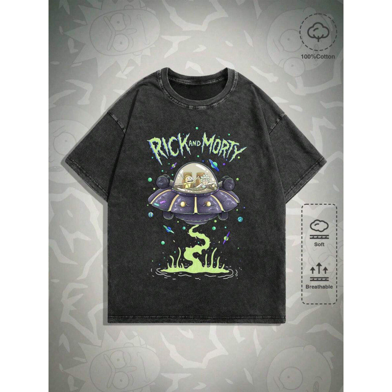2026复古式230gROMWE MEN Rick and Morty | ROMWE มัดย้อมผู้ชาย CarCOD TX6Q